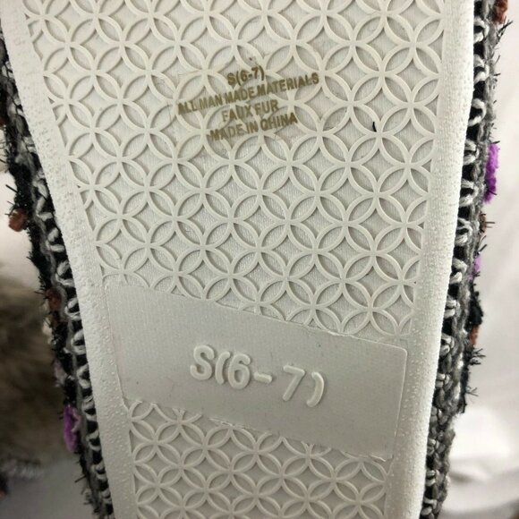 Isaac Mizrahi Womens Knit Bootie Slippers Faux Fur Slip On Purple Black S 6-7 - Picture 5 of 6